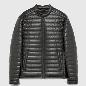 ZARA FAUX LEATHER PUFFER JACKET